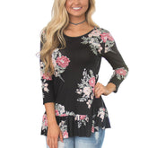 Kaamastra Fabulous Ruffled Trim Three Quarter Sleeves Top